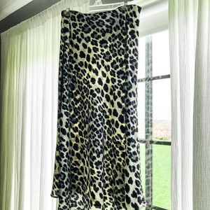 Cheetah print silky midi skirt